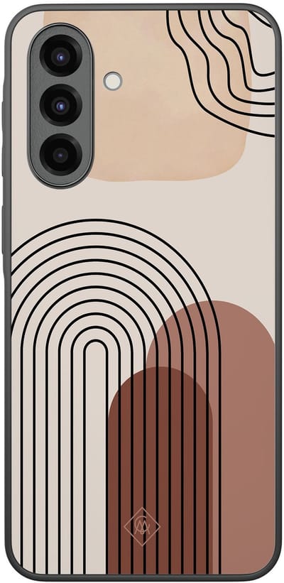 Casimoda® hoesje - Geschikt voor Samsung Galaxy A36 - Warm Curves - Zwart TPU Backcover - Planten - Bruin/beige