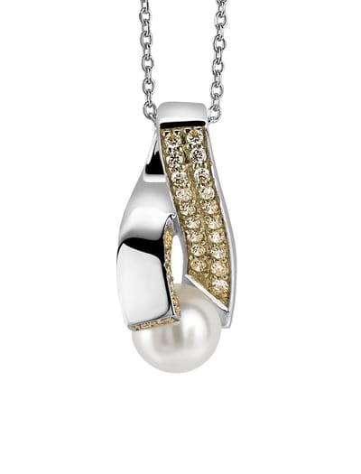 Orphelia Hanger+Ketting White Pearl Bicolor Zirconium ZH-4821