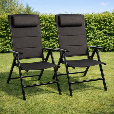 FlinQ Luma Verstelbare Aluminium Tuinstoelen 2x - Weerbestendig Tuinmeubelen - Set van 2 Relax Stoelen - Ideale Campingstoel - Ook voor Tuin of Balkon