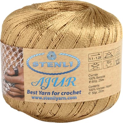 Glitter Garen Viscose Goud Kleur - 1mm Dikte voor Haken en Borduren - 50g Bol