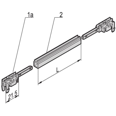 SCHROFF geleiderail accessoire type, PC, 280 mm, 2 mm groefbreedte, meerdelig, rood/zilver, 10 stuks