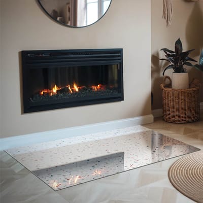 Coloray Vloerplaat Houtkachel - Vloerplaat voor Houtkachel - 120 cm x 80 cm - Vloerplaat Open Haard - Wit Vloerplaat Kachel - Onderplaat - Plaat voor Onder Kachel - Kachel Vloerplaat - Onderplaat Voor Houtkachel