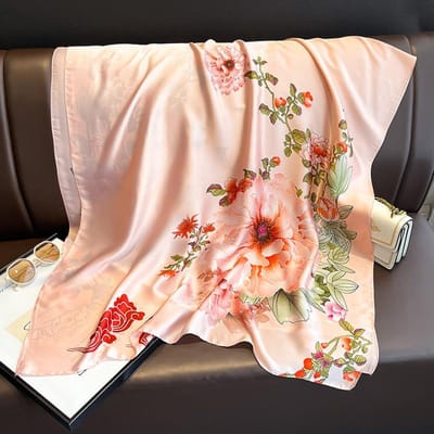 180*90cm Grote Zijde Satine Sjaal Hijab Dames Print Lente Sjaal Wrap Vrouwelijke Hand Foulard Pashmina Reis Echarpe brown