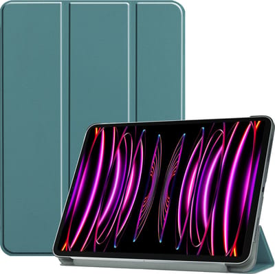 Hoesje - Geschikt voor Apple iPad Pro (2022) - 12.9 inch - Dun & Stevig - Hardcover Book Case - Trifold Bookcase Hoes - Hard Cover - Tablethoes - Donkergroen