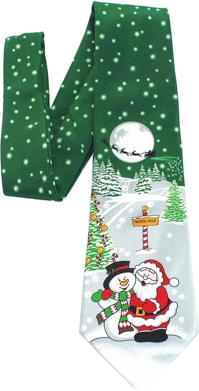 Sorprese Stropdas - Kerst Stropdas - 100% Zijde - Groen - Kerstman - Stropdassen - Model 4 - Cadeau