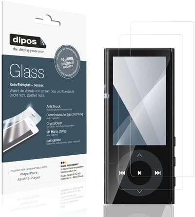dipos – 2x Pantserfolie geschikt voor PlayerPure A9 MP3-Player | 9H Screenprotector