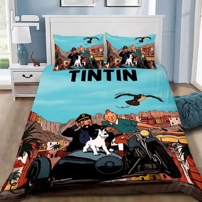 Dekbedovertrek Kussensloop Avonturen van Kuifje Beddengoed Set Volwassene Jongen Meisje Slaapkamer Decoratie Kinderen Cadeau Eenpersoons Tweepersoons Groot EU Single(135*200cm)3pcs