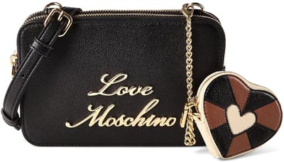 Love Moschino Heart Charm Crossbody tas Leder 20 cm - Dames - black
