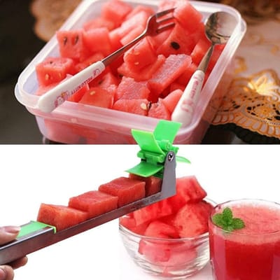 Dailygoods- Watermeloenmes - Multifunctioneel - Roestvrij Staal - Fruitsalade - Snijliniaal - Uniforme Stukken - Eenvoudig te Bedienen - Fruitmes