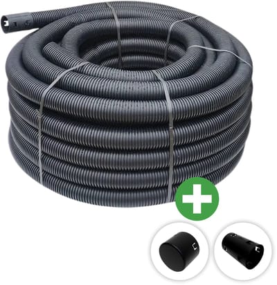 Deltaline Drainagebuis Blind PE – 50 mm – 15 m – Incl. Eindkap & Sok Klikmof 50 mm PP - 1 t/m 25 m - Drainage Kaal