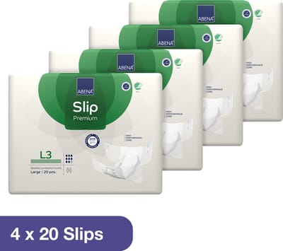 ABENA Incontinentie Slip Premium L3 - Eendelig Verband ter Bescherming van Zwaar Urineverlies en (Dunne) Ontlasting - Perfecte Aansluiting door Flexibele Sluitstrips - 80 Stuks
