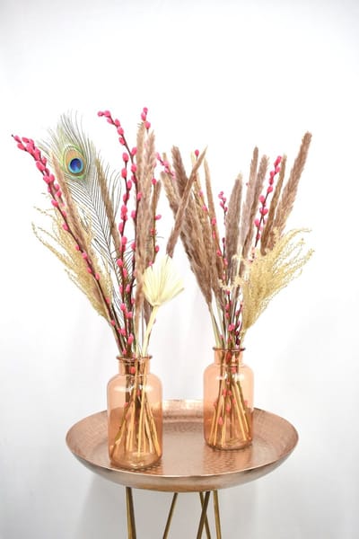 Droogbloemen met vaas - 60 cm - Pampas pluimen - Droogbloemen - Natuurlijk Bloemen