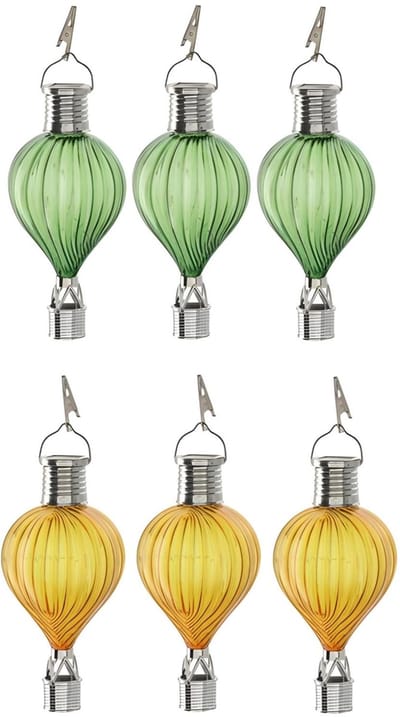 Cepewa LED ballonhanger - 6x - groen/geel - H17 cm - luchtballon - tuinverlichting/buitenlamp