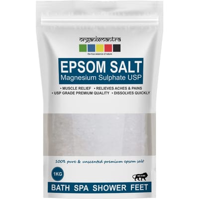 Organix Mantra Epsom Badzout Kristal en Bad | Voor verfrissend bad, verlicht spierpijn & pijn - 1KG white