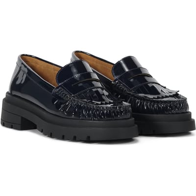 Summum Woman Shiny Leather Loafer With Rubber Sole Midnight Blue Size: 41 | Loafers Outlet | Dames | Blauw