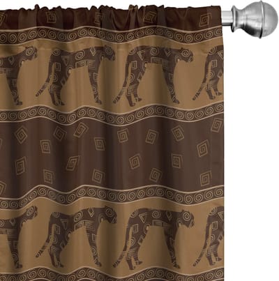 ABAKUHAUS Safari – Gordijnen 2x75x175 cm – Luipaardengeometrie – Donkerbruin