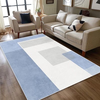 Modern Blauw Wit Tapijt Woonkamer Eenvoudige Stijl Decoratie Huis Sofa Gebied Wasbaar Kleed Slaapkamer Bedzijde Antislip Pluche Voetmat 80*120cm