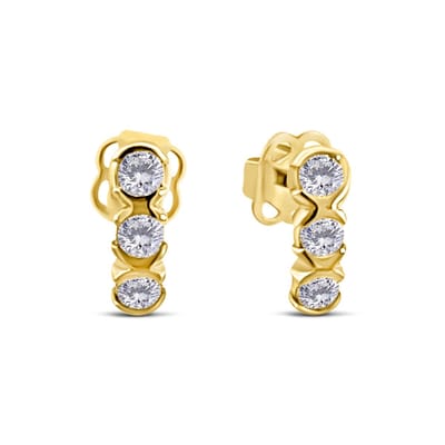New Bling 9NBSAM-G230264 Gouden Oorknopjes met Zirkonia - Boogje - 7,2x2,2mm - 14 Karaat - Goud