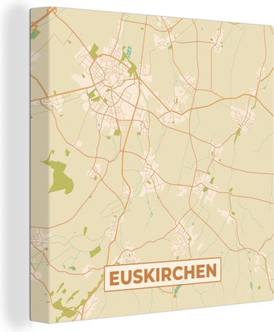 Canvas Schilderij Plattegrond - Euskirchen - Kaart - Stadskaart - Vintage - 20x20 cm - Wanddecoratie