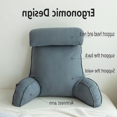 Comfortabel Leeskussen met Rugsteun, Armsteunen en Opbergzakken - Perfect voor Lezen, Relaxen of Spelen, 75×40×50cm (inclusief Hoofdkussen)