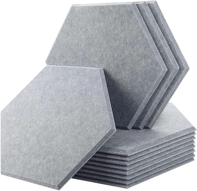 Geluidsabsorberende panelen - Akoestische isolatie - Ruimte optimalisatie - Honingraat ontwerp - 12 stuks - Grijs