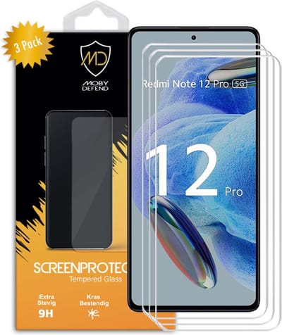 3-Pack MobyDefend Screenprotectors - Geschikt voor Xiaomi Redmi Note 12 Pro 5G - Case-Friendly Screensavers - Gehard Glas