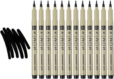 Zachte kop fineliner pennen, waterdichte inktmarkers voor kunstenaars, aquarel tekenbenodigdheden en journaling set, 12 stuks