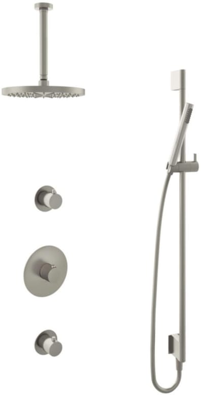 Hotbath Buddy - Inbouw Regendoucheset - 2 Stopkranen - Thermostatisch - Plafondbuis 30 cm - Hoofddouche 250 mm - Staafhanddouche - Glijstang 900 mm - Waterbesparend - V02