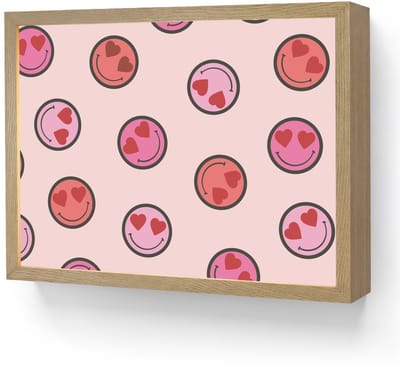 Wandlamp 40x30 cm - Oplaadbaar - Smileys - Hartjes - Roze - Wandlampen binnen woonkamer - Slaapkamer lamp - Decoratieve nachtlamp - Vloerlamp draadloos