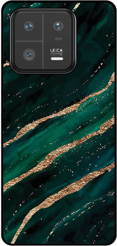 Smartphonica Telefoonhoesje Geschikt voor Xiaomi 13 Pro met marmer opdruk - TPU backcover case marble design - Groen Goud geschikt voor Xiaomi 13 Pro