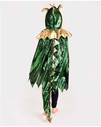 Den Goda Fen Verkleedkledij Draak - Cape met kap en vleugels - 104/128 cm - 3/8 jaar - Groen