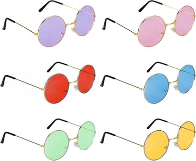 6 Pairs Partybril Set - Oval Retro Zonnebril voor 60s 70s Feestkostuum - Kleurrijke Glazen