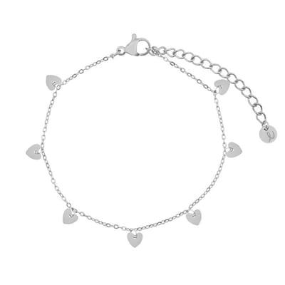 Armband met een boel hartjes - Kinderen - Zilver - Stainless steel (verkleurt niet) - Verlengkettinkje