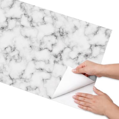 Coloray Meubel Wrap Folie - Wit Meubelfolie - 50x100 cm - Plakfolie Meubels Marmerpatroon - Decoratiefolie Zelfklevend - Minimalist Meubelfolie - Meubelfolie Zelfklevend - Badkamer decoratie - Texturen