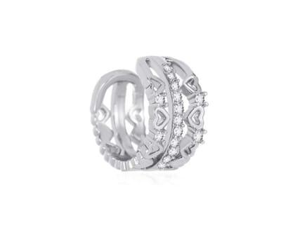 Ear cuff 3 rijen met hartjes | zilver gekleurd