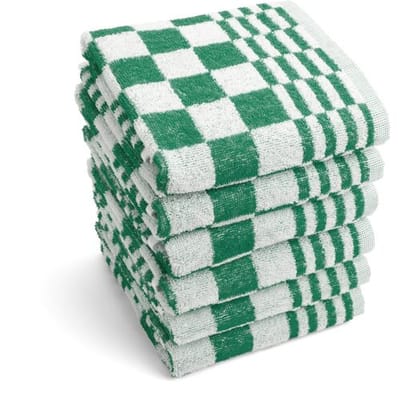 Byrklund Keukenhanddoeken set Clean & Fresh – 6 stuks – Keukendoeken 50x50 met lusje - 100% Katoen – Vintage look Ruit – Groen