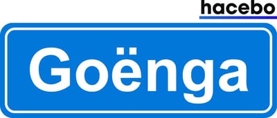 Hacebo - Plaatsnaam Sticker - 29x10 CM - Goënga sticker - Verkeersborden sticker - grappige cadeaus - Goënga