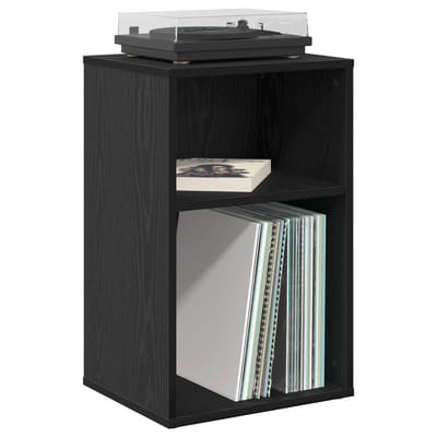 vidaXL - Platenkast - Zwart - eiken - 38 - x - 33 - x - 61 - cm - Bewerkt - hout