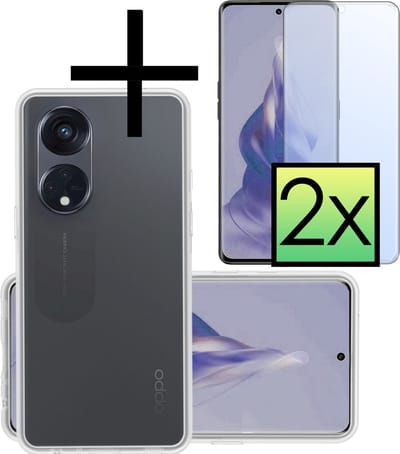 Hoesje - Met 2x Screenprotector - Geschikt voor OPPO Reno 8T 4G - Sterk & Shockproof - Back Cover - Siliconen Case - Telefoon Hoes - Transparant