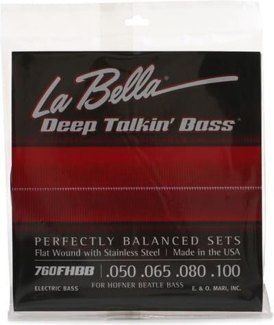 La Bella L-760FHBB Bassnaren Set Stainless Steel Flatwound voor Hofner Beatle Bass Short Scale (050-100)