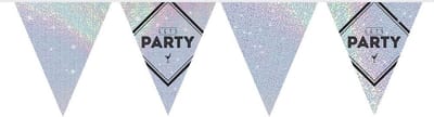 Vlaggenlijn Lets Party Zilver Holographic