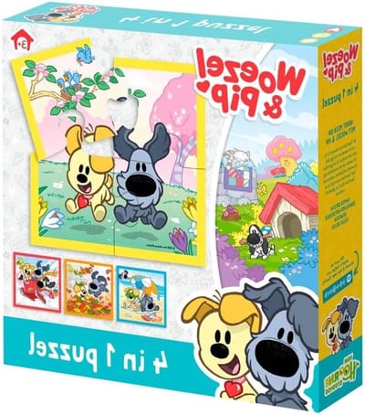 Kinderpuzzel Woezel & Pip - Educatieve Puzzel - Spelenderwijs Leren - Vier Verschillende Puzzels - 4 tot 16 Stukjes - Meerkleurig