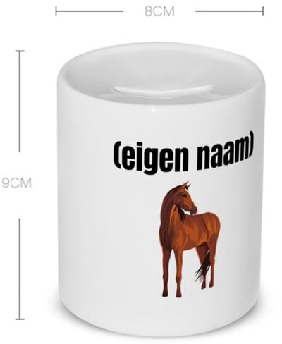 Akyol - paard Spaarpot - Paarden - paardenliefhebebrs - met eigen naam - paarden spullen - gepersonaliseerd - - 350 ML inhoud