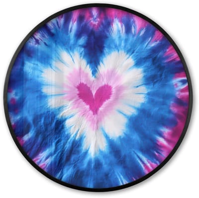 Poster in lijst Rond - Fotolijst 60x60 cm - Posters - Hartvormig - Tie dye - Paars - Ronde posterlijst zwart - Decoratie - Wanddecoratie woonkamer - Muurdecoratie slaapkamer