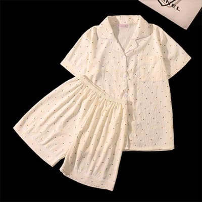 Dames Casual Pyjama's Nachtkleding Katoenen Pyjama Set Nachthemden Top Shorts Nachtkleding Glad Zacht 2-delige Set Nachtkleding Outfits L white