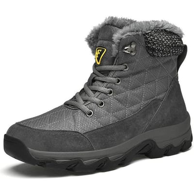 Echt Leer Heren Sneeuwlaarzen Winter Fluweel Koudebescherming Warm Dikke Zool Outdoor Herenschoenen Hoge Laarzen Katoenen Schoenen 47 black