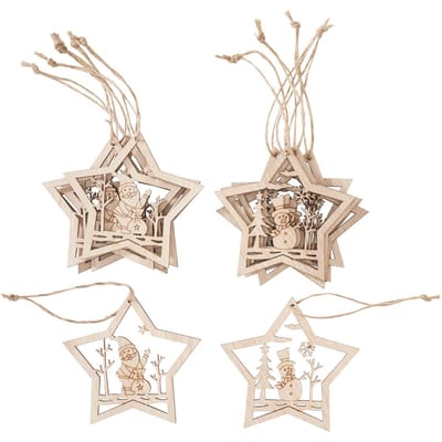 VBS Boom Decoratieve hanger "Kerstman en Sneeuwpop"