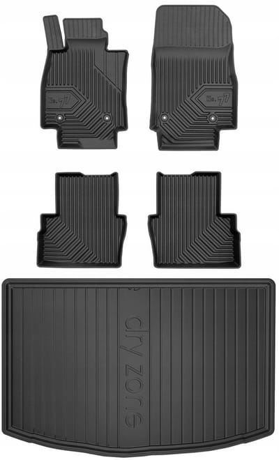 FROGUM PROLINE – Rubber vloermatten + kofferbakmat set – Mazda 2 III Hatchback 2014-heden – TPE, geurloos (zonder verstelbare vloer)