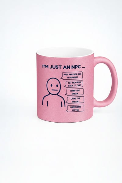 I’m Just an NPC Gamer Mok 330ml – Roze Keramische Koffiemok met Grappig Gaming Dialoog Design – RPG & Koffieliefhebber Cadeau