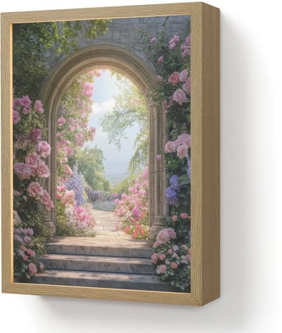 Wandlamp 30x40 cm - Oplaadbaar - Doorkijk - Rozen - Vintage - Bloemen - Wandlampen binnen woonkamer - Slaapkamer lamp - Decoratieve nachtlamp - Vloerlamp draadloos